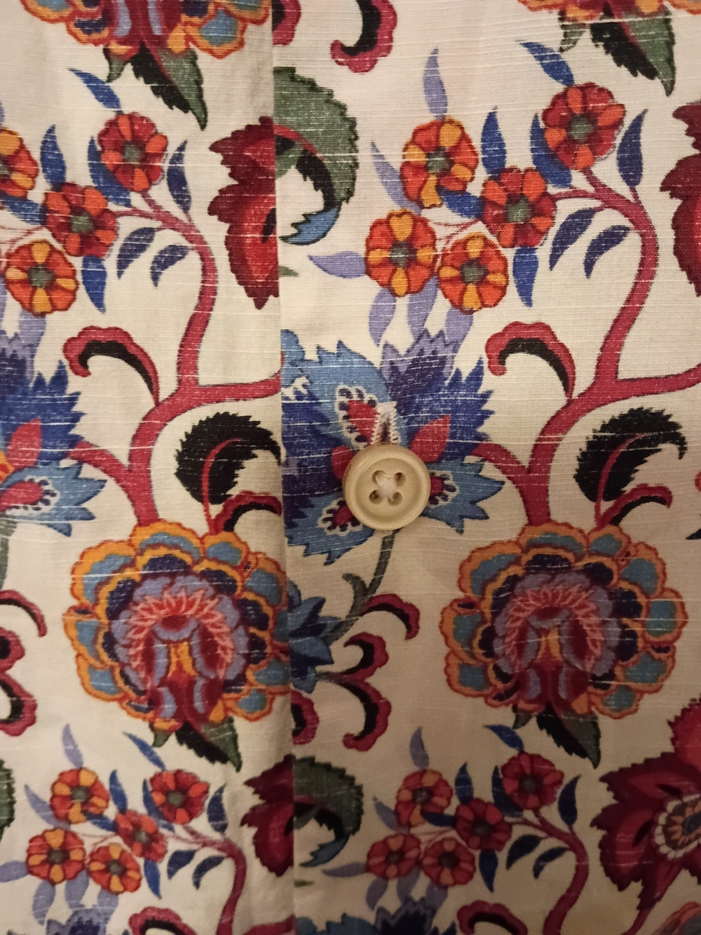Tommy Bahama Cream Floral Button-Down Shirt with Purple and Red Accents - Picture 7 of 9